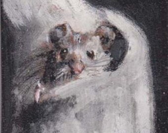 Ratón ACEO, 2-1/2 x 3-1/2 retrato, imán, aceo en caimán, arte pequeño coleccionable, tarjeta de comercio de arte, tarjeta de comercio de arte, arte arte arte, arte coleccionable, ratón