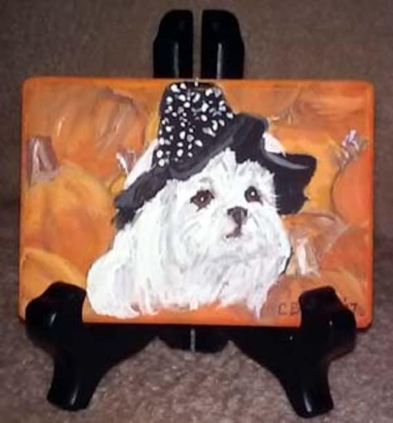 Halloween, Dog Halloween, Small art,pumpkin and dog, aceo,Halloween pet portrait, dog in pumpkin, custom order halloween portrait