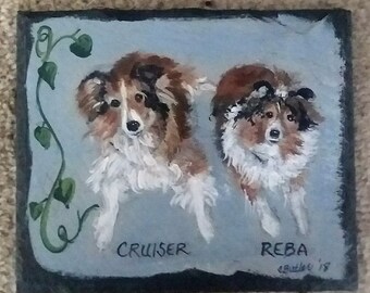 pet portrait on slate, slate portrait,small slate portrait,pet portrait,dog portrait,portrait on easel