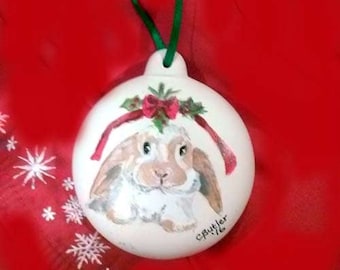 custom handpainted pet ornament, bisque ornament, furbaby ornament, Christmas ornament, dog ornament, rabbit ornament, porcelain ornament