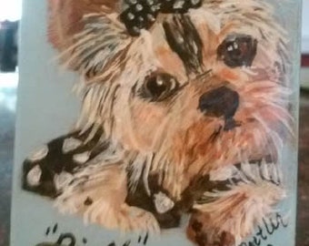 Custom pet ACEO, your pet on ACEO magnet ,art trading card,collectible art,small art, acrylic on wood, dog aceo, small dog portrait