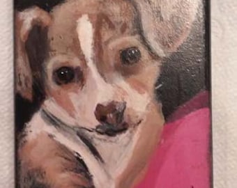 Custom pet ACEO, your pet on ACEO magnet ,art trading card,collectible art,small art, acrylic on wood