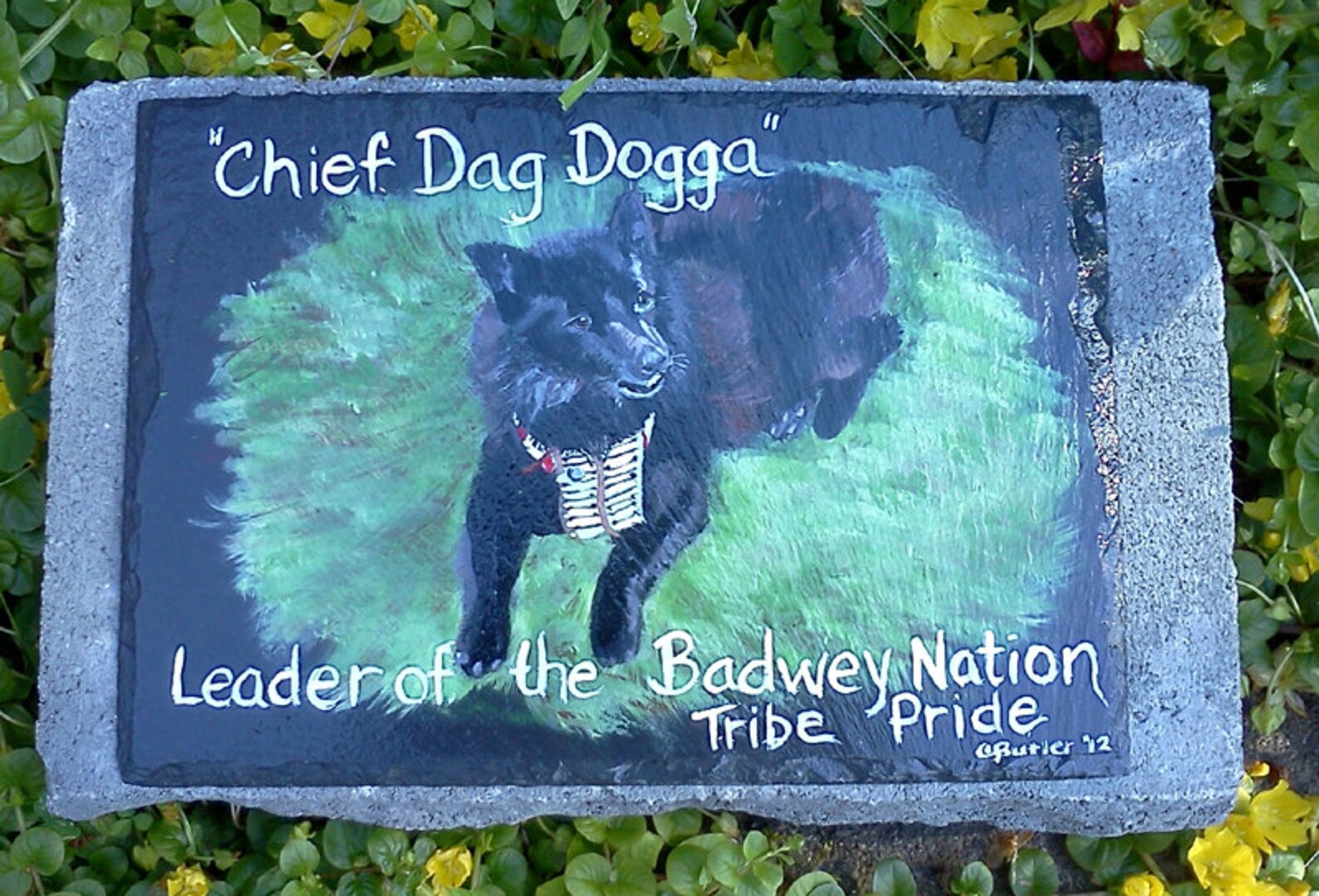 Pet Memorial Garden Stone,slate, Outdoor Pet Memorial,,custom Painted