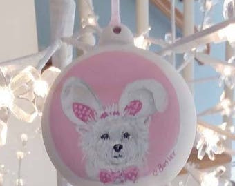custom hand painted pet ornament, Easter ornament, bisque ornament, Christmas ornament, dog ornament, cat ornament, porcelain pet ornament