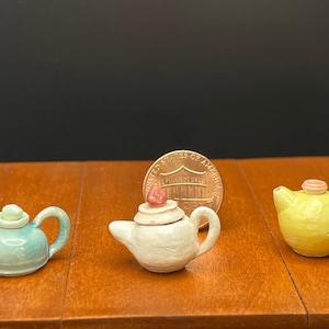 Miniature, 1:12 scale handmade ceramic tea pot