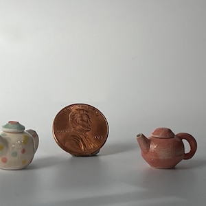 Miniature, 1:12 scale handmade ceramic tea pot