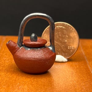 Miniature, 1:12 scale handmade ceramic tea pot, varied