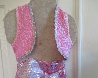 Pink Shimmer Shine  size 2  dark pink pants, pink vest, light pink sash