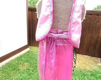 Girls Pink Genie Costume: Harem Pants, Vest & Sash - Size 8
