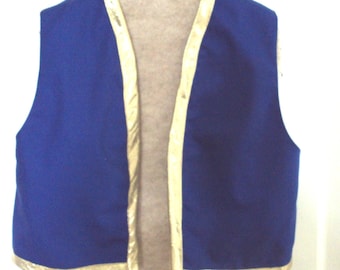Chaleco azul para bebé/niño pequeño: estilo genio de Aladino, chaleco de elfo con ribete dorado,