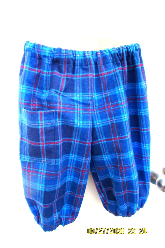 Blue on blue plaid flannel knickers, Newsies, Annie, golf knickers