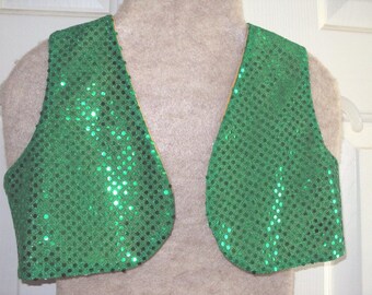 green Sequin Vest  Design your own costume,  , gypsy, renaissance, space, Halloween costume   family fun  learning aid