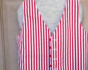 Chaleco de barbería de rayas rojas para niños: disfraz de elfo navideño