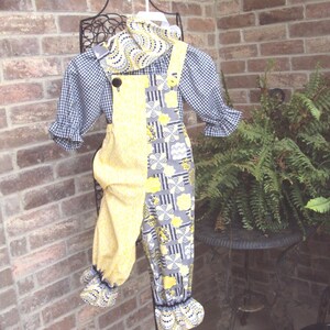 Childrens clown black and yellow overalls  kids size 5