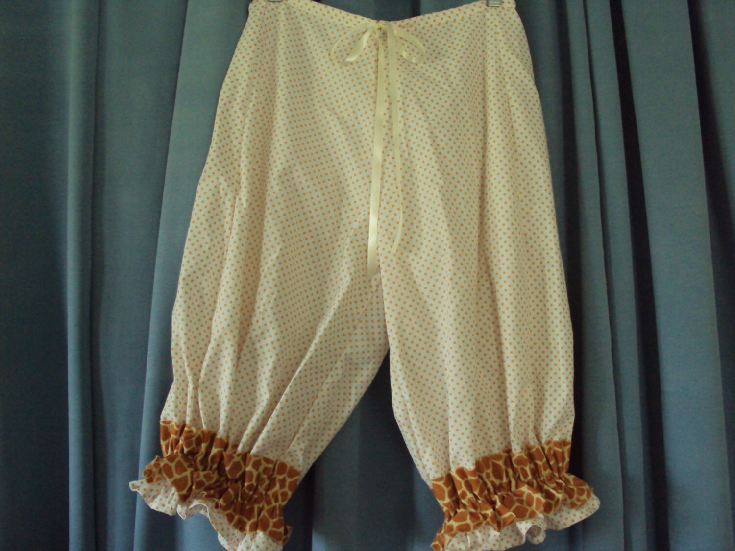 Womens Knickers Street Capris White With Gold Polkadots Etsy