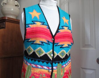 Womens sweater vest  vintage 1990s  southwest style