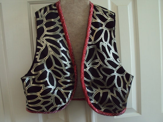 Black and Silver Genie Vest, Aladdin Vest, Arabian Knights 