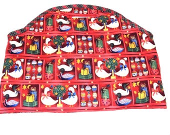 Bolsa navideña de gansos y patos: bote para vino y bolsa para tejer