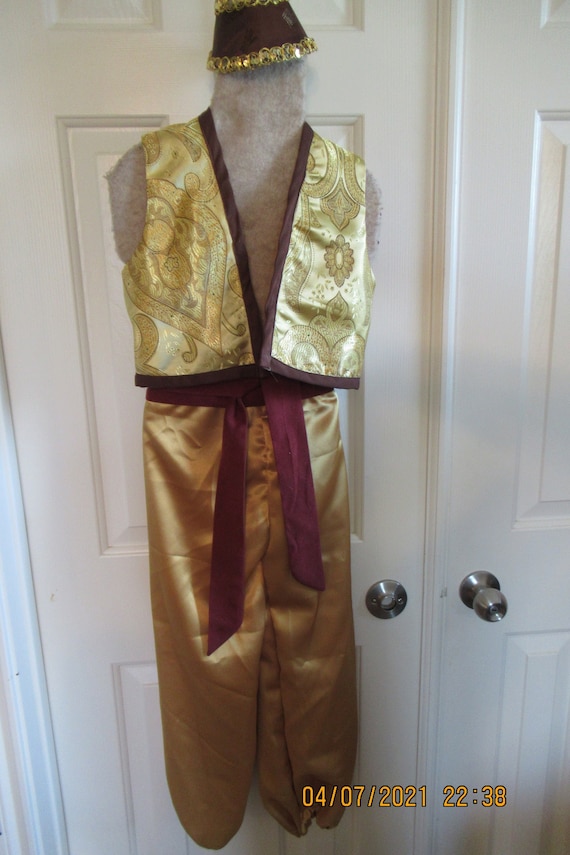 Child Aladdin Costume Genie in Aladdin Vest, Pants and Sash With Headpiece  , Jeanie in Bottle, King of Siam Size Kids 6 
