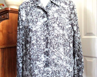 Women's blouse Gray  and aqua Josephine Chaus  size 18