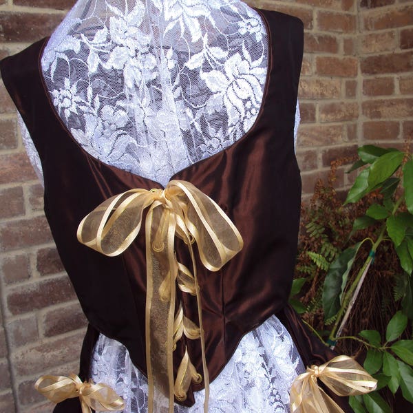 Overdress for renaissance dress, pirate wench, saloon girl corset with skirt, one of a kind