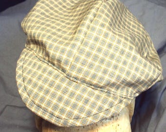 Gold and Black Newsboy Cap: Plaid Golf Hat, Kids & Adults