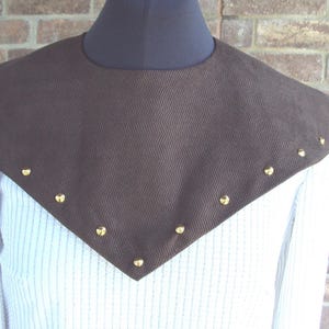 Studded faux leather collar  in brown or black and tan renaissance collar, boho collar, steampunk collar