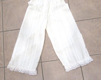 Off White atripe bloomers, mid calf lace trim  kids and adults