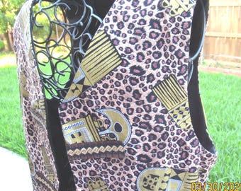 Lepoard print vest Kente cloth vest,