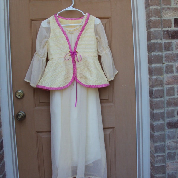 A Reserved order for jDon Girls   peplum vest, yellow gold color with pink trim, OOAK  learning aid