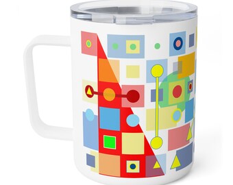Abstract Insulated Coffee Mug, 10oz
