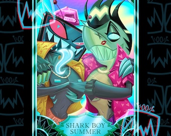 Shark Boy Summer - Hazbin Hotel x Helluva Boss Vox and Chazwick Thurman Fancard