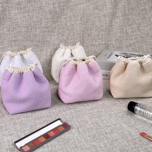 Waffle weave Makeup Bag, Bridesmaid Gifts, Wedding Gift, Travel Toiletry Bag, Cosmetic Bag, Birthday Gift for Her, Mother&#39;s Day Gift