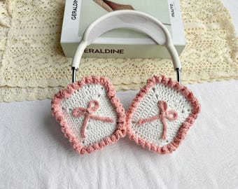 Pink bow Airpods Max Headphone Covers |Crochet AirPods Max Case | AirPod Max Cover |  Sony xm5 cover| Sony xm4 cover