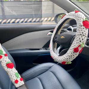 Car Seat Cover,Crochet Seat covers,Granny Square Steering Wheel Cover Seat cover Headrest Covers Car Accessories,Car Interior Design