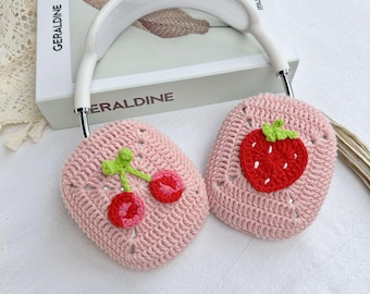 Strawberry Cherry  Airpods Max Headphone Covers |Crochet AirPods Max Case | AirPod Max Cover |  Sony xm5 cover| Sony xm4 cover