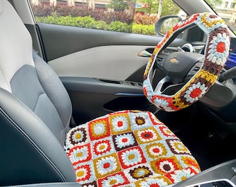 Sunflower Car Steering Wheel Cover,Crochet Steering Wheel Cover,Flower seat belt Cover,Cute Steering Wheel Cover,Car Accessories