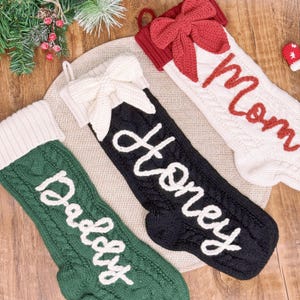 black Bow christmas stockingwith name Christmas Stockings,18” Embroidered Name Stocking, Christmas Family Stockings, Holiday Decor