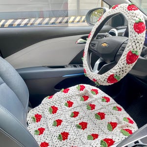 Car Seat Cover,Crochet Seat covers,Granny Square Steering Wheel Cover Seat cover Headrest Covers Car Accessories,Car Interior Design
