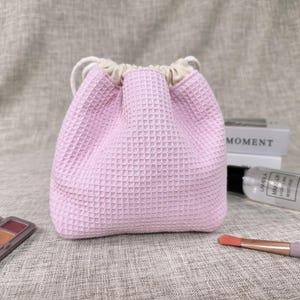 Waffle weave Makeup Bag, Bridesmaid Gifts, Wedding Gift, Travel Toiletry Bag, Cosmetic Bag, Birthday Gift for Her, Mother&#39;s Day Gift
