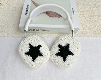 Black and White Star Airpods Max Headphone Covers |Crochet AirPods Max Case | AirPod Max Cover |  Sony xm5 cover| Sony xm4 cover