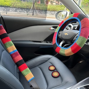 Vintage Crochet Steering Wheel Cover,Crochet Seat Belt Cover, Steering Wheel Cover crochet,Women car accessories, Crochet car accessories
