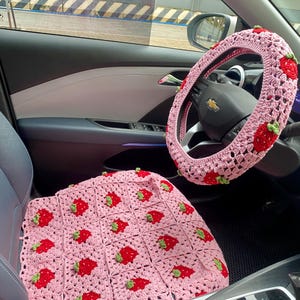 Car Seat Cover,Crochet Seat covers,Granny Square Steering Wheel Cover Seat cover Headrest Covers Car Accessories,Car Interior Design