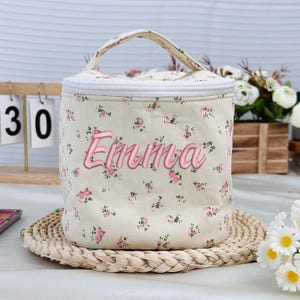 Monogrammed Small Quilted Make Up Bag Floral Makeup Bag Handmade Aesthetic Cosmetic Bag Flower Cosmetic Pouch Quilted CottonTravel Pouch