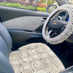 Car Seat Cover,Crochet Seat covers,Granny Square Steering Wheel Cover Seat cover Headrest Covers Car Accessories,Car Interior Design