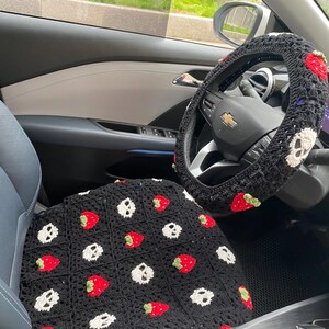 Halloween Car Seat Cover,Crochet Seat covers,Steering Wheel Cover Seat cover Headrest Covers Car Accessories,Car Interior Design