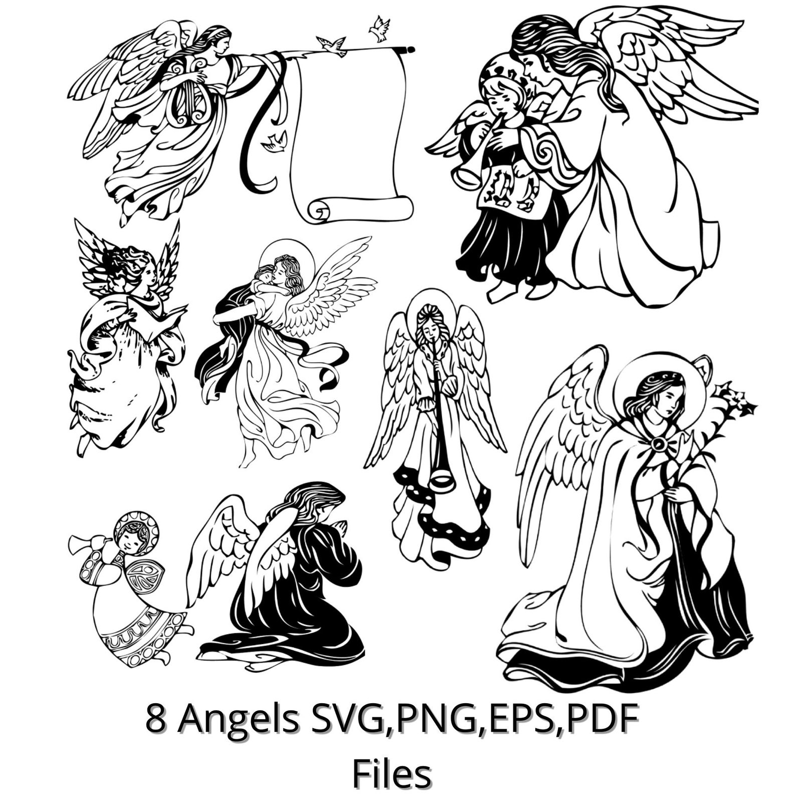 Black And White Angel Clip Art 89 - j9qihk1