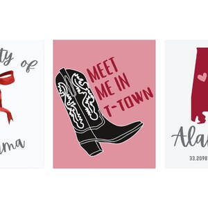 Alabama preppy Bow set of 3 prints | Preppy College Wall Prints | College Digital Prints | Preppy Cowgirl College Prints