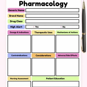 Plantillas de farmacología, cuadro de plantillas de farmacia, hojas de notas para enfermeras, guía de estudio de clasificación, paquete de enfermería para el examen fnp, tarjetas didácticas médicas