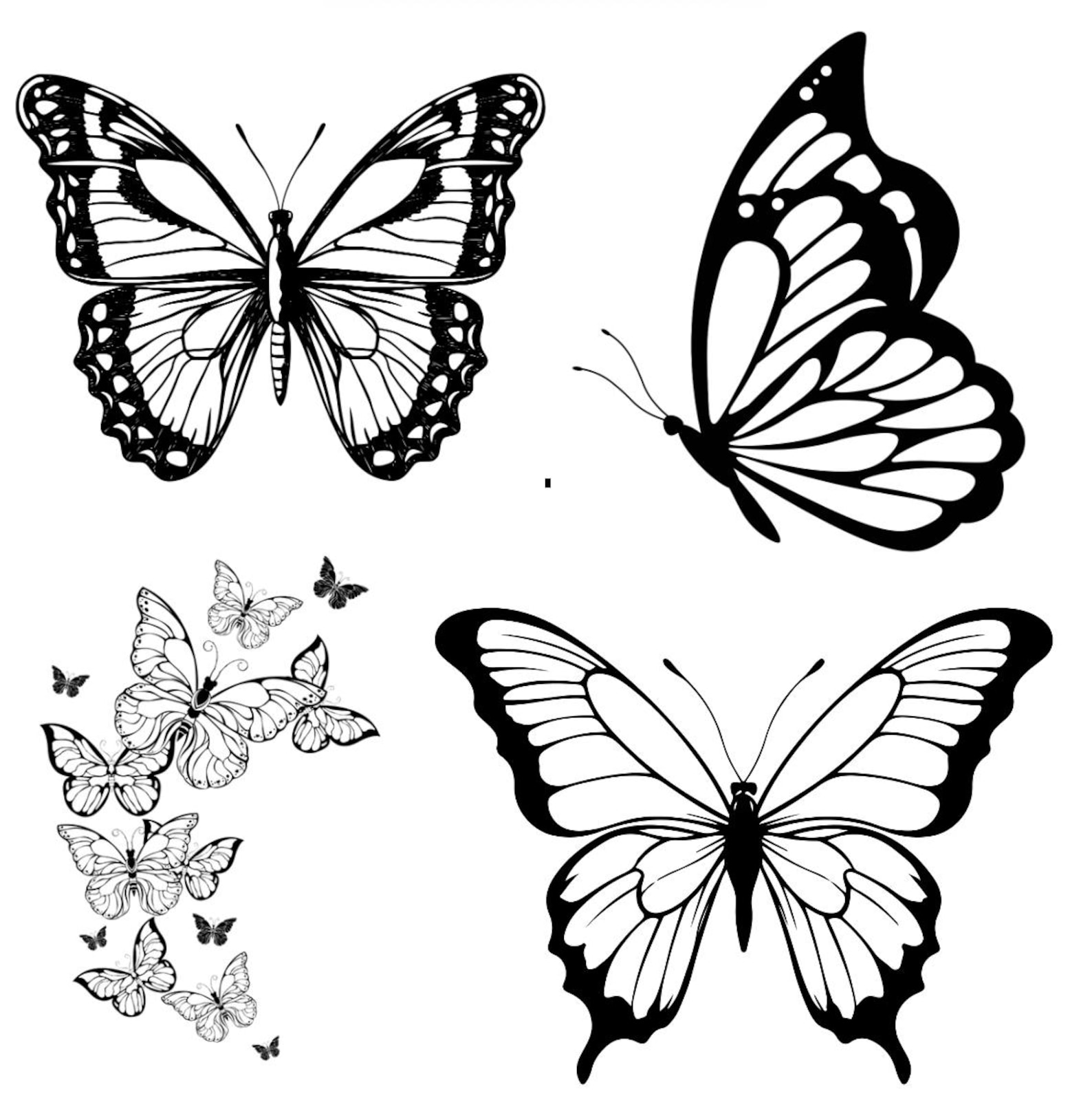 Butterfly Tattoo Template, 100 Butterfly Tattoo Outlines, Fine Line ...